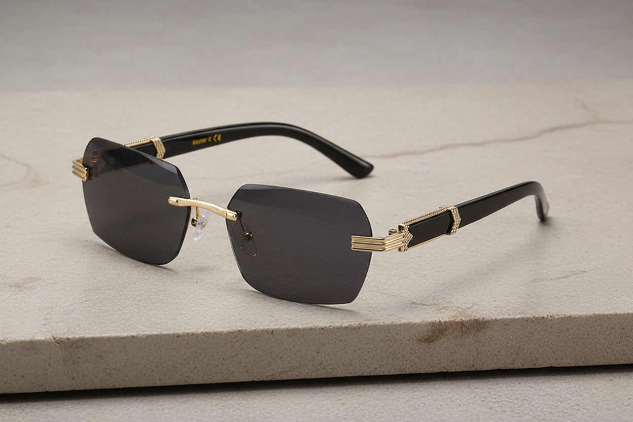 Frameless beveled sunglasses