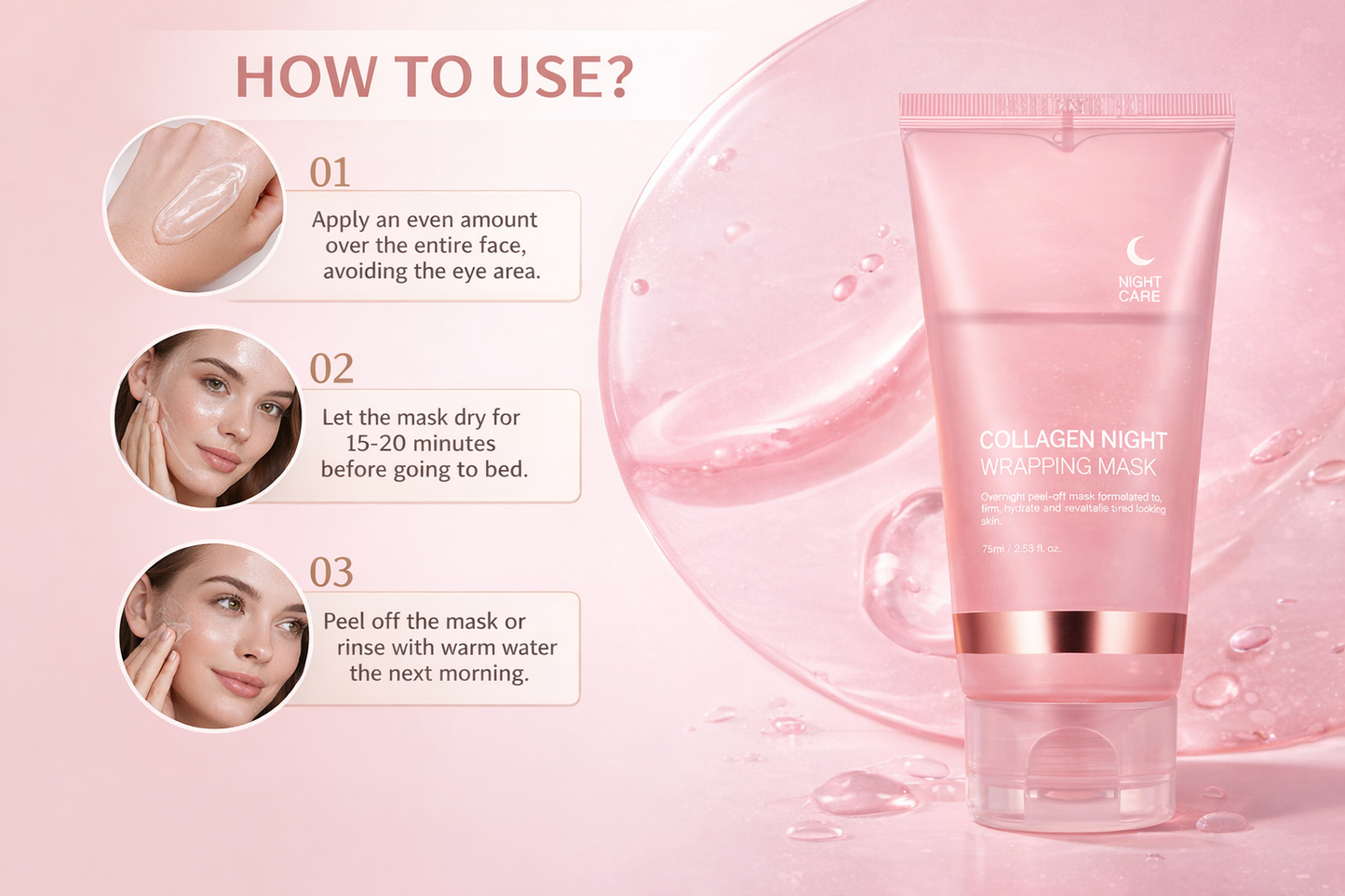 Collagen Overnight Peel-Off Face Mask – Hydrating & Firming Treatment