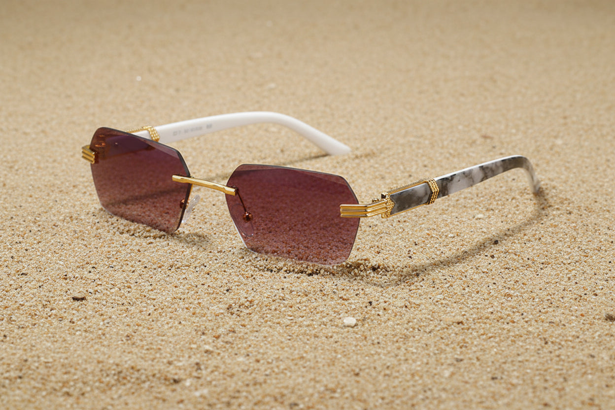 Frameless beveled sunglasses