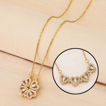 Diamond Four-Leaf Clover Necklace Rose Gift Box