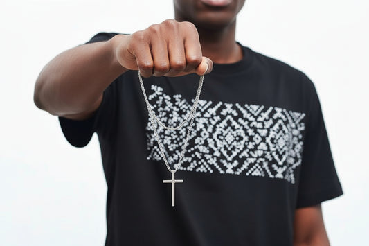 Titanium Steel Geometric Cross Pendant Necklace