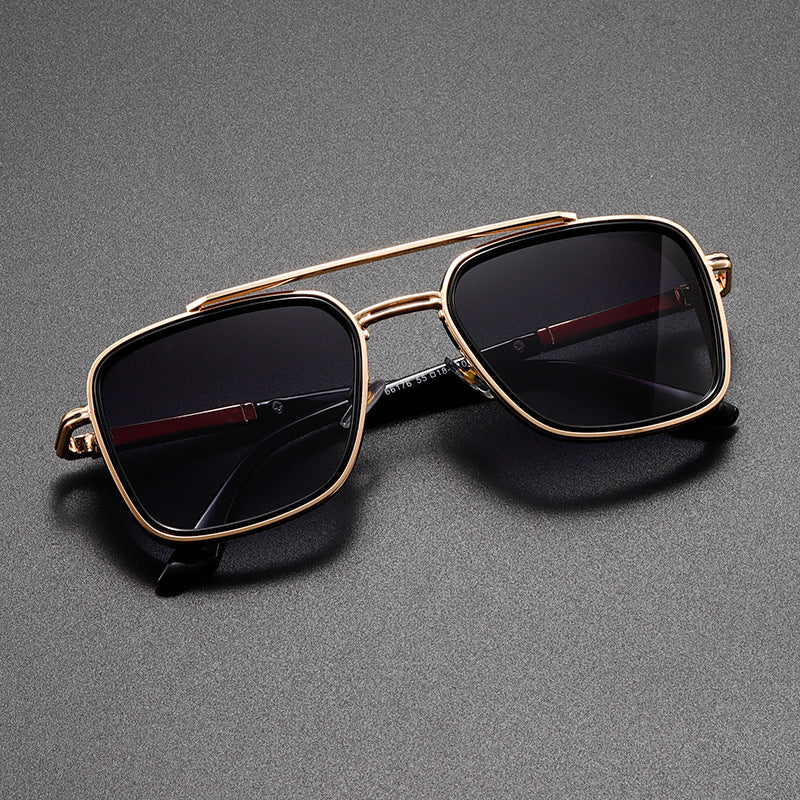 Double Bridge UV400 Sunglasses – Fashion Metal Frame