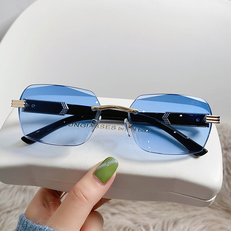 Frameless beveled sunglasses