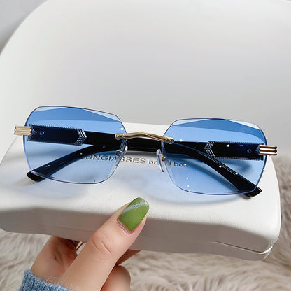 Frameless beveled sunglasses