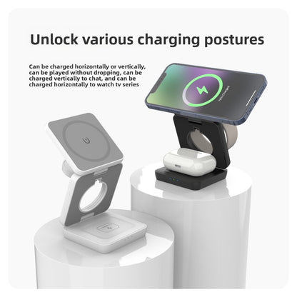 MagFold™ 3-in-1 Magnetic Wireless Charger – Foldable Fast Charging Stand