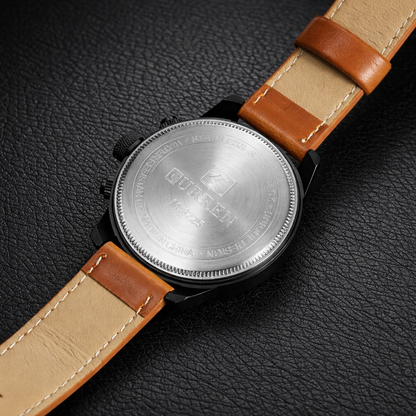Current 44mm Men’s Quartz Watch with Calendar Date & Leather Strap