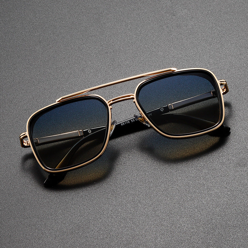 Double Bridge UV400 Sunglasses – Fashion Metal Frame