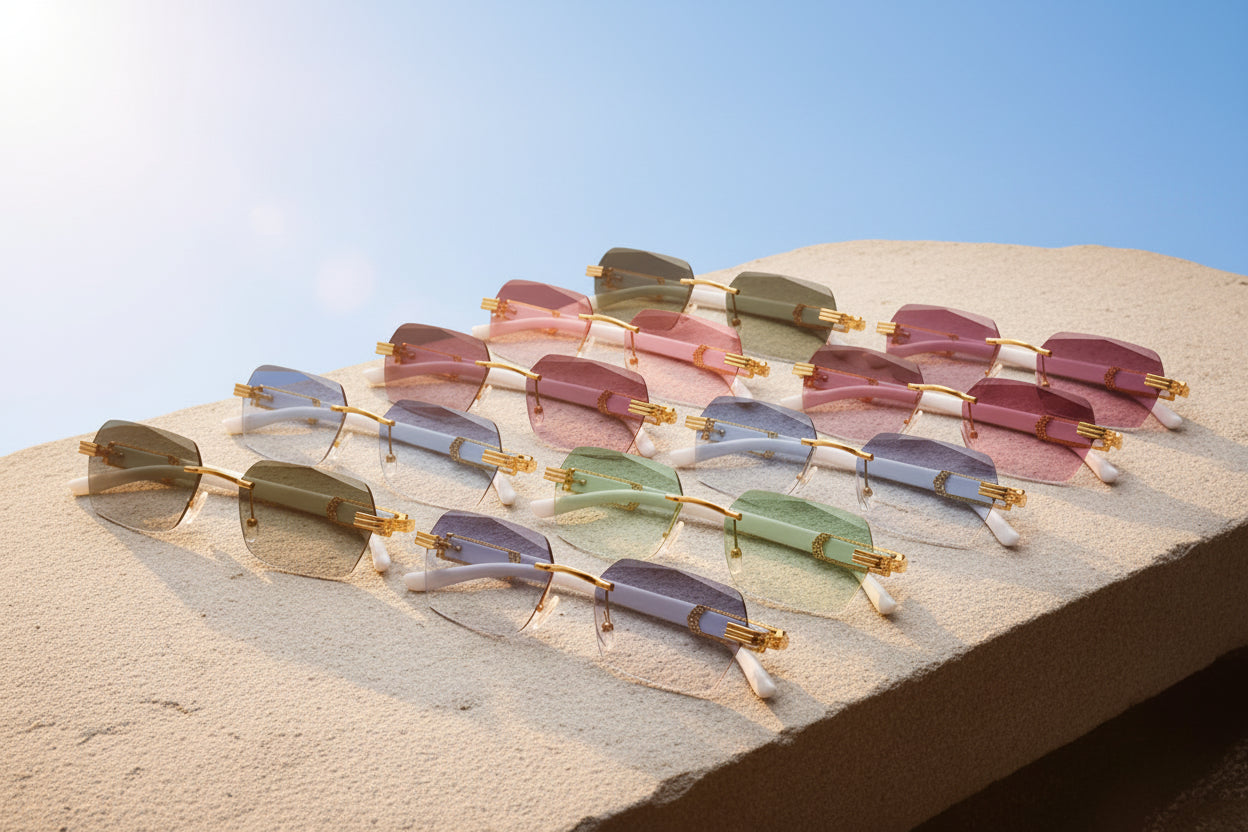 Frameless beveled sunglasses