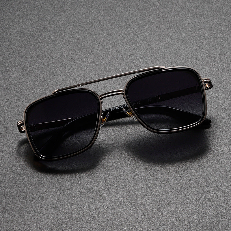 Double Bridge UV400 Sunglasses – Fashion Metal Frame