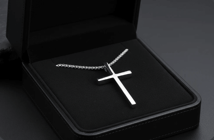 Titanium Steel Geometric Cross Pendant Necklace
