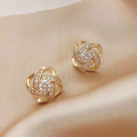 Four-Leaf Clover Zircon Earrings