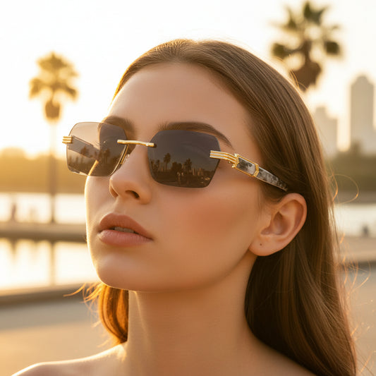 Frameless beveled sunglasses