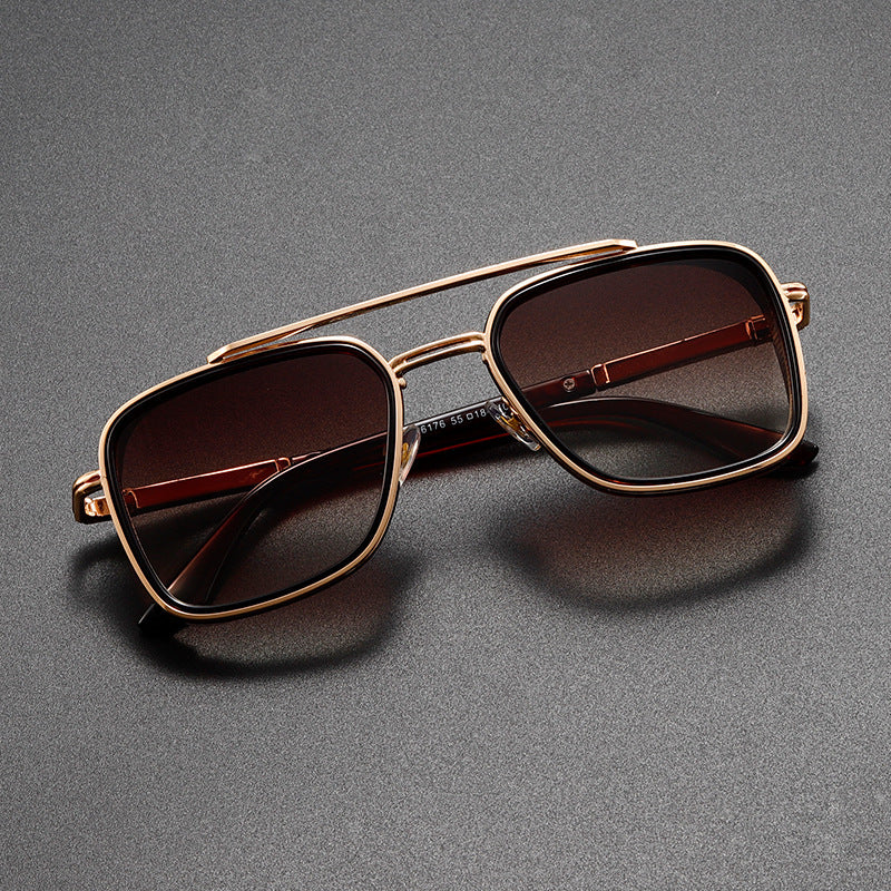 Double Bridge UV400 Sunglasses – Fashion Metal Frame
