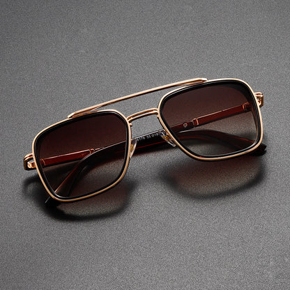 Double Bridge UV400 Sunglasses – Fashion Metal Frame