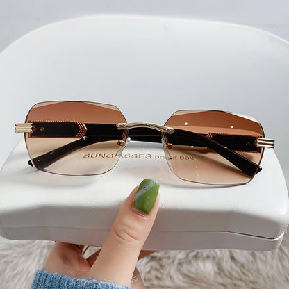 Frameless beveled sunglasses