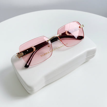 Frameless beveled sunglasses