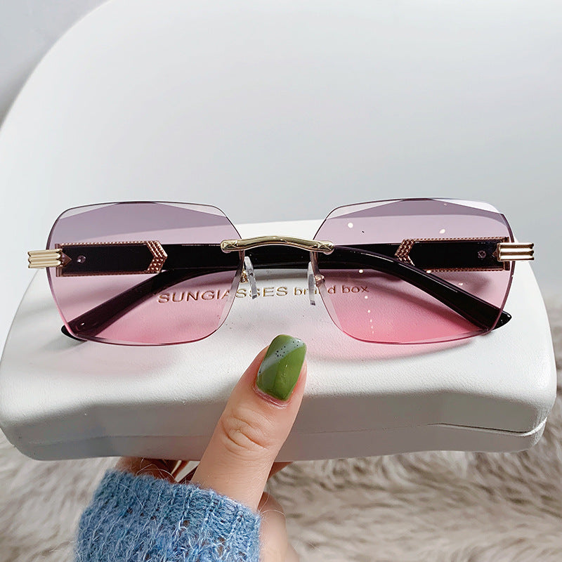Frameless beveled sunglasses