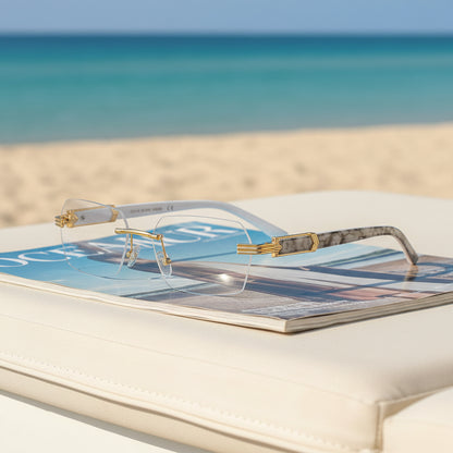 Frameless beveled sunglasses