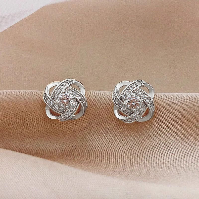 Four-Leaf Clover Zircon Earrings